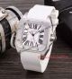 Cartier Santos Black Rubber Band White Roman Dial Fake Watch (6)_th.jpg